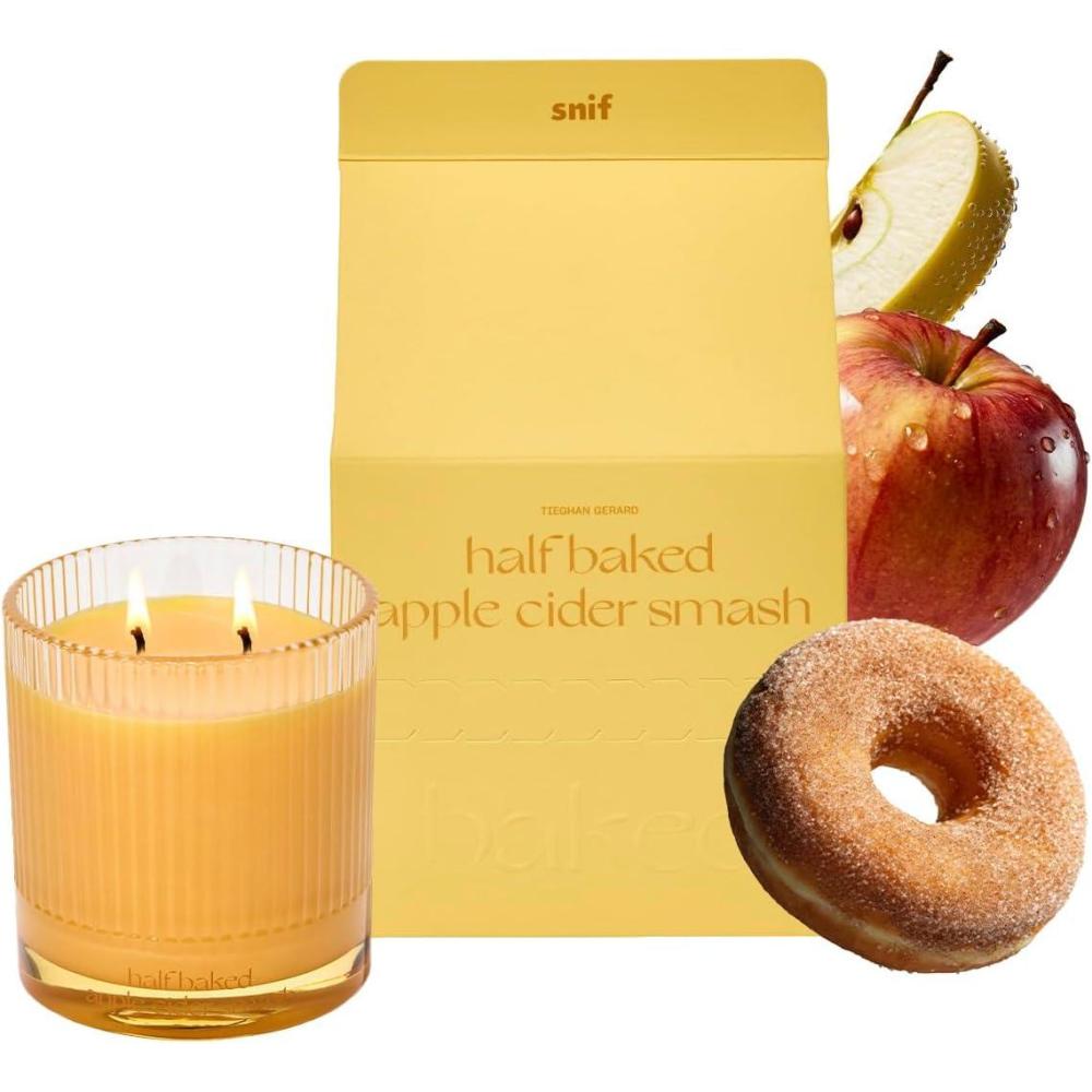 imageHalf Baked Apple Cider Smash Scented Candle by Snif Festive Fall Candle 50 Hours 100 Cotton Fiber Wicks Soy Wax Blend NonToxic Vegan 85ozApple Cider Smash