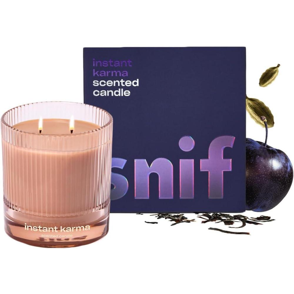 imageOff The Grid Luxury Scented Candle by Snif Warm and Calming Candle 50 Hours 100 Cotton Fiber Wicks Soy Wax Blend NonToxic Vegan 85 ozInstant Karma