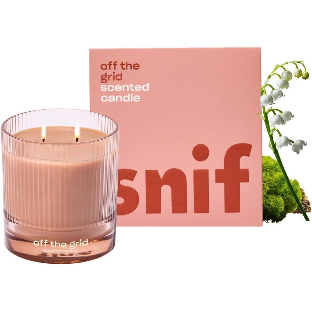 imageOff The Grid Luxury Scented Candle by Snif Warm and Calming Candle 50 Hours 100 Cotton Fiber Wicks Soy Wax Blend NonToxic Vegan 85 ozOff the Grid