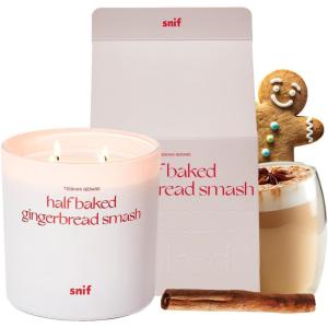 Half Baked Harvest Gingerbread Smash Holiday Scented Candle by Snif, Gourmand, Spicy, Vanilla Scent, 50+ Hours, 100% Cotton Fiber Wicks, Soy Wax Blend, Non-Toxic, Vegan, 50oz