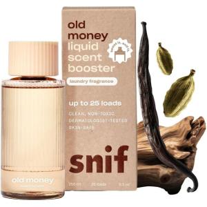 Snif Signature Spin Scent Booster, Classic, Clean and Crisp Scent, 25 Loads, Non-Irritating to Skin, Clean, Non-Toxic, Vegan, Cruelty Free, 8.5oz(Old Money)